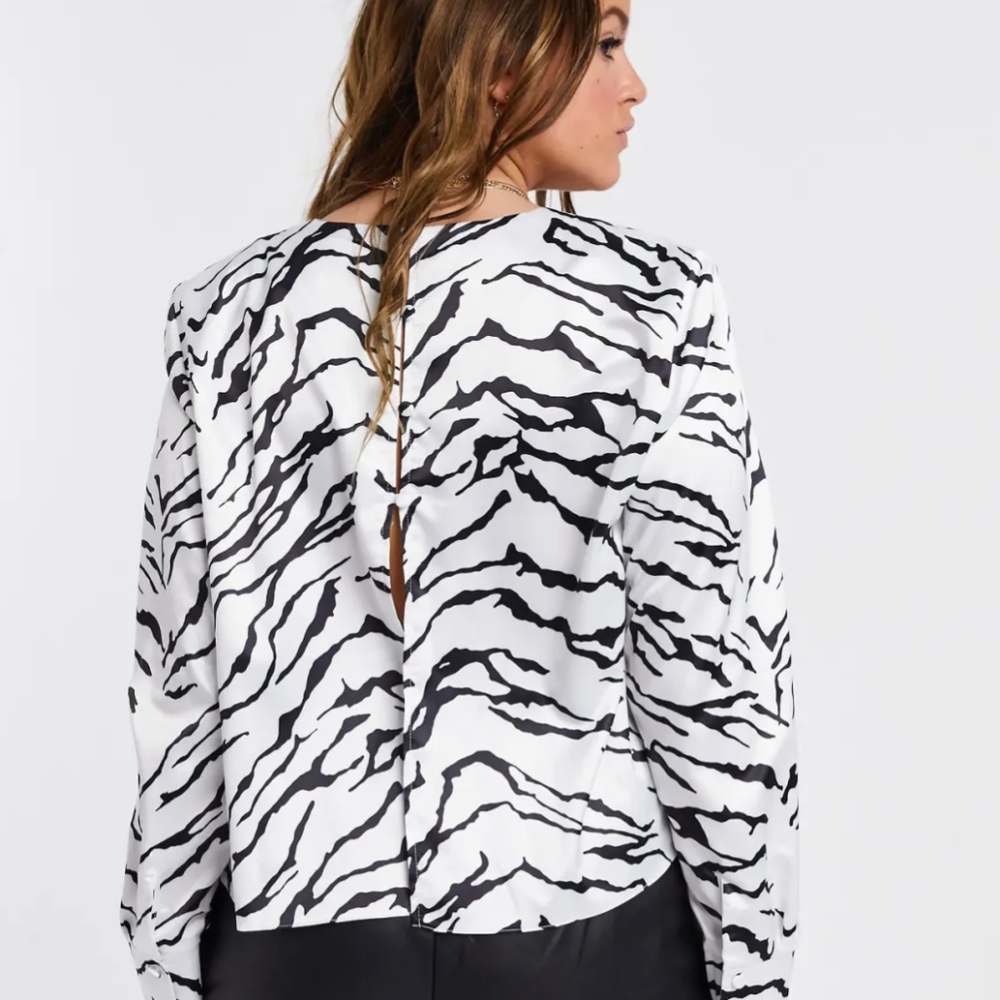 Asos open back zebra print blouse